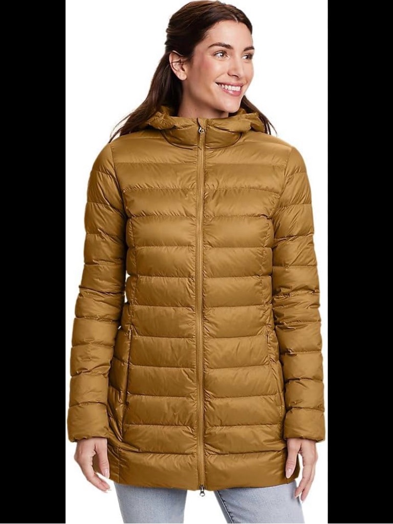 Women’s Eddie Bauer Cirruslite Down Parka Two Way Front Zipper 650 Fill Power